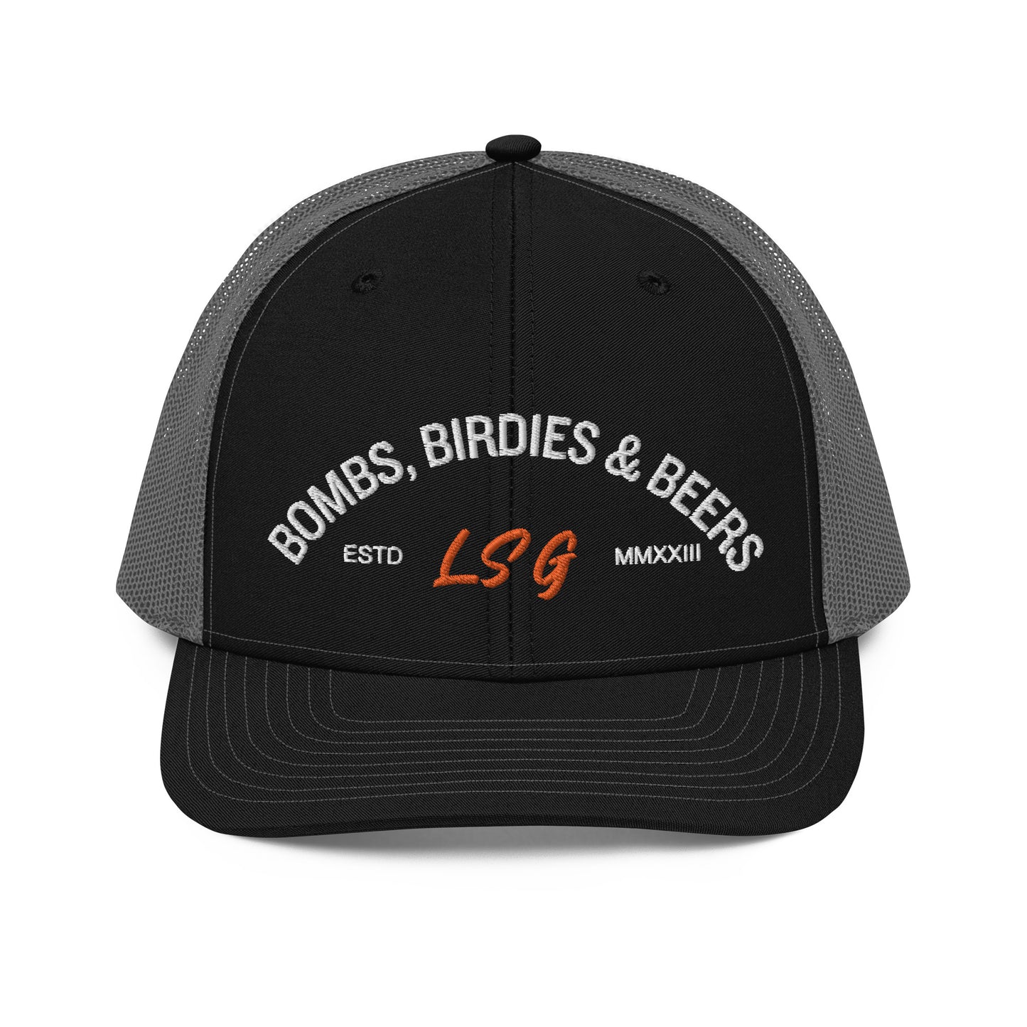 Land Shark Golf "BOMBS, BIRDIES, & BEERS" (Black) - Trucker Cap