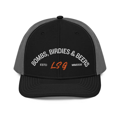 Land Shark Golf "BOMBS, BIRDIES, & BEERS" (Black) - Trucker Cap