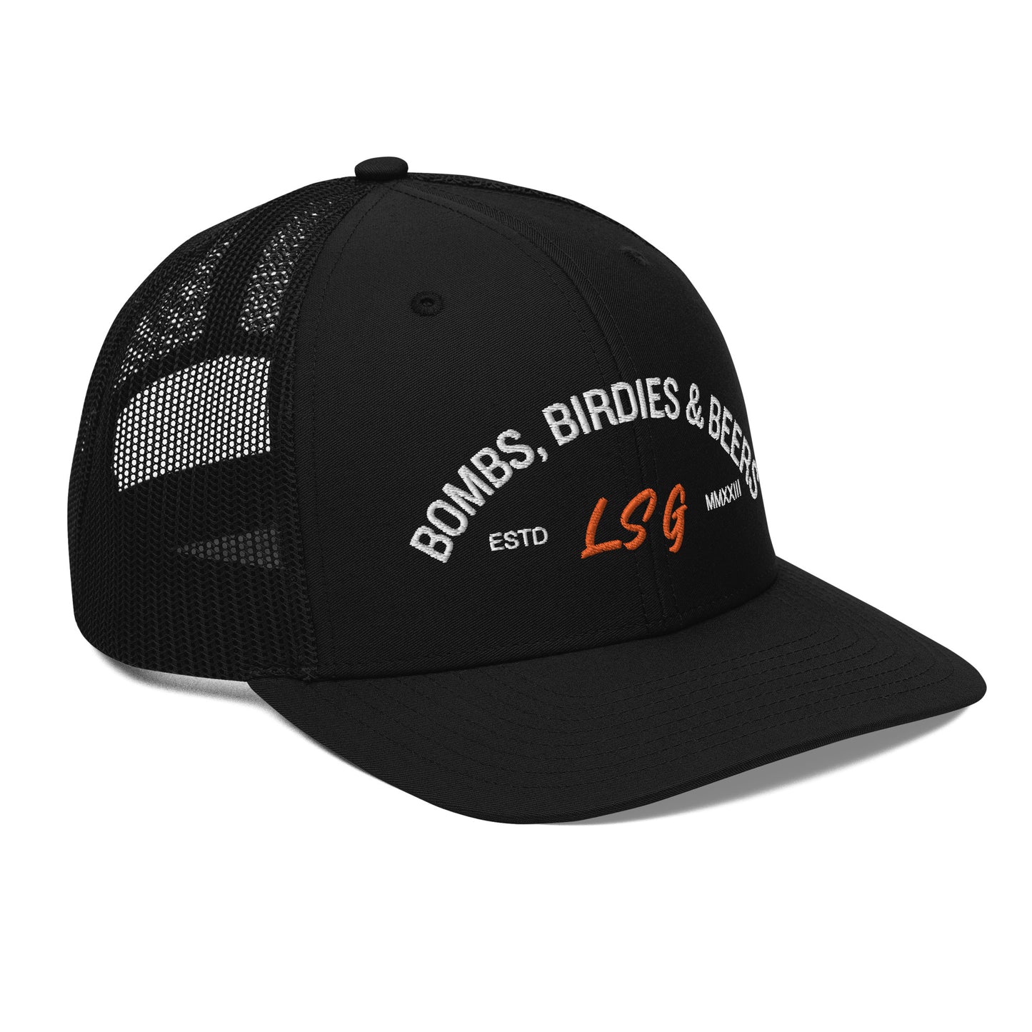 Land Shark Golf "BOMBS, BIRDIES, & BEERS" (Black) - Trucker Cap