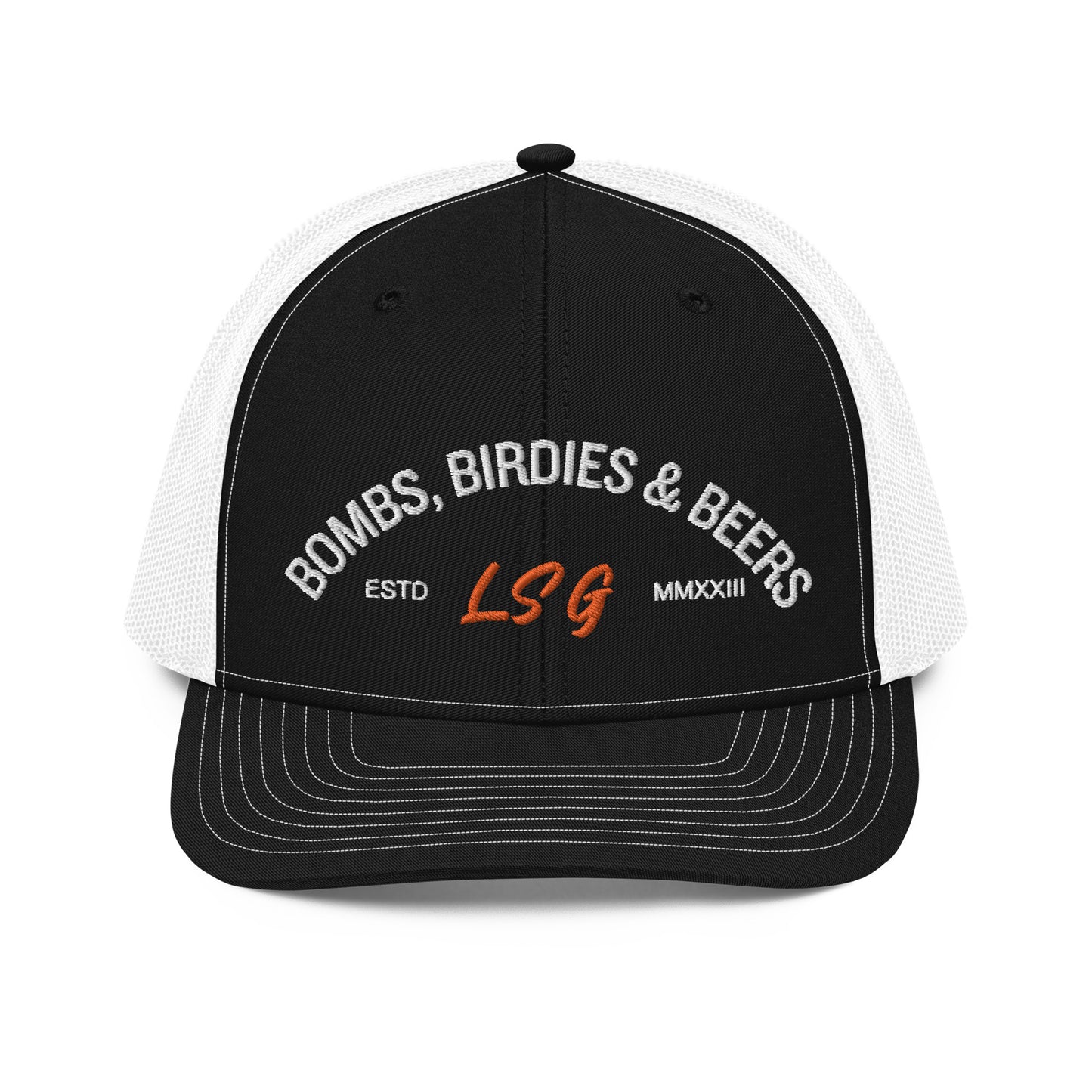 Land Shark Golf "BOMBS, BIRDIES, & BEERS" (Black) - Trucker Cap