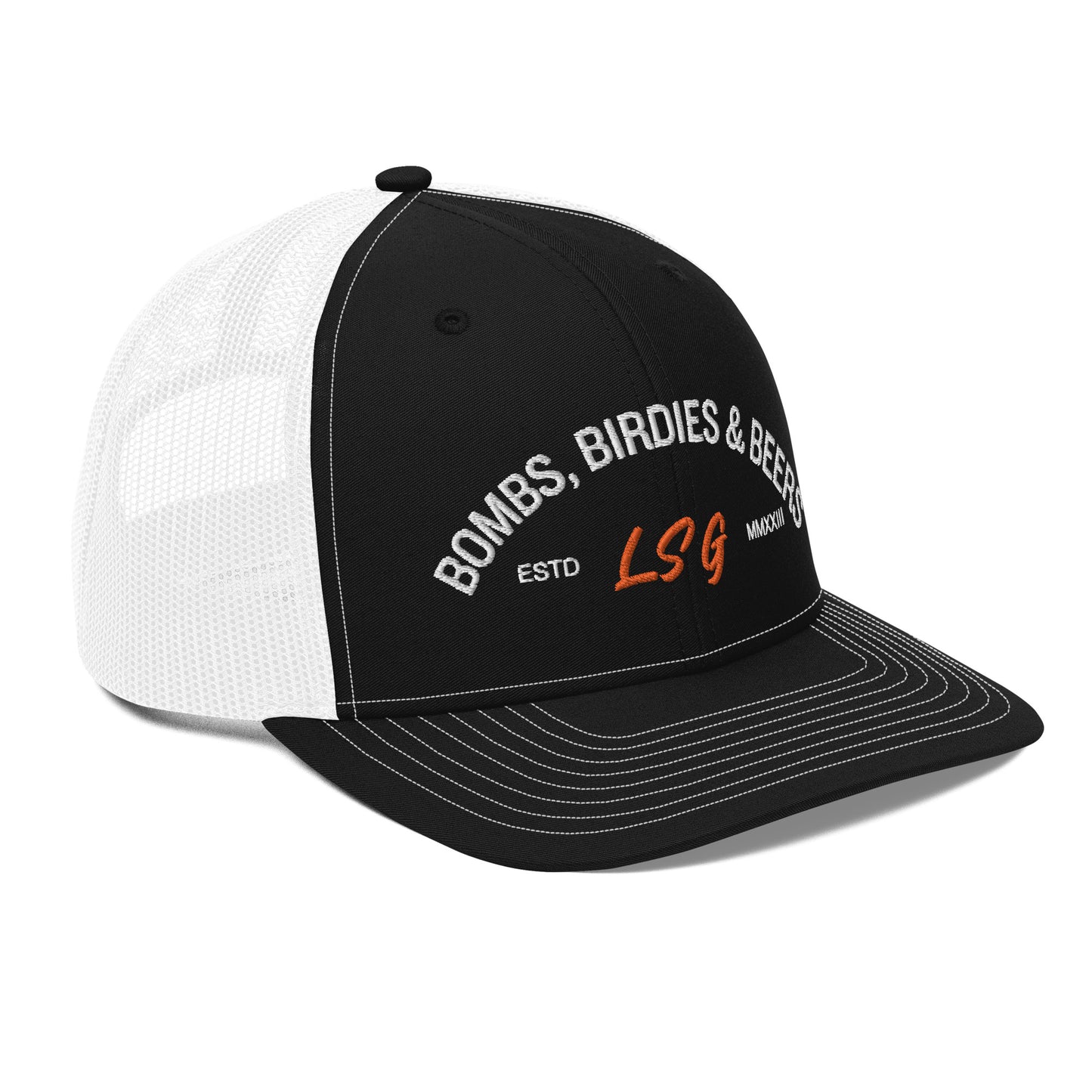 Land Shark Golf "BOMBS, BIRDIES, & BEERS" (Black) - Trucker Cap