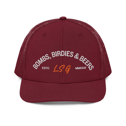 Land Shark Golf "BOMBS, BIRDIES, & BEERS" (Black) - Trucker Cap