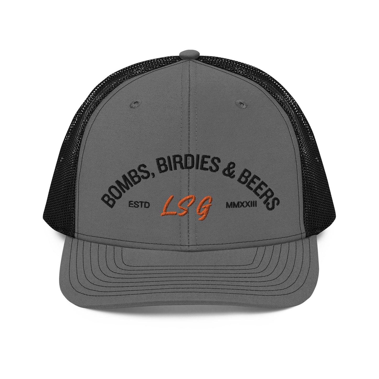 Land Shark Golf "BOMBS, BIRDIES, & BEERS" (Gray)- Trucker Hat