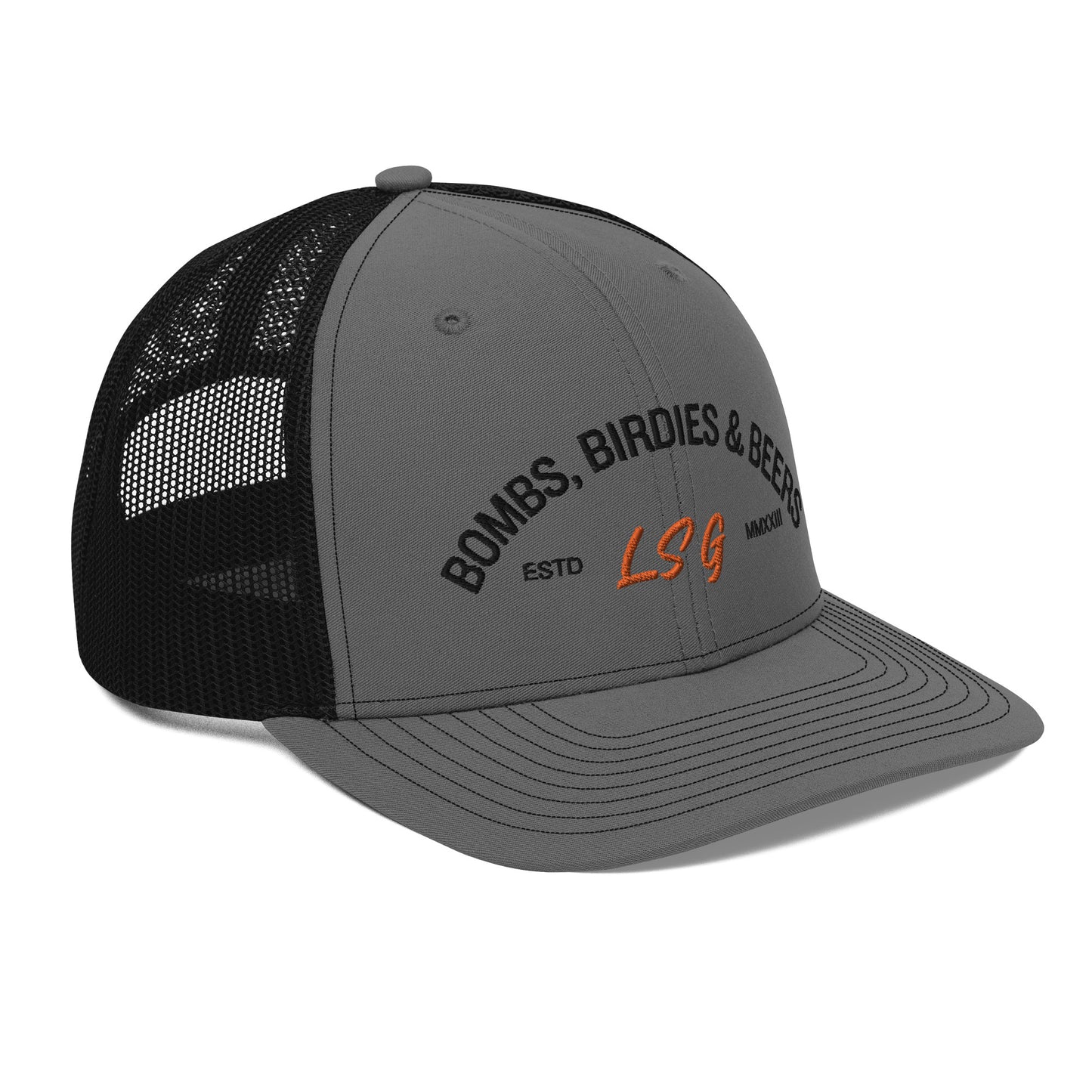 Land Shark Golf "BOMBS, BIRDIES, & BEERS" (Gray)- Trucker Hat