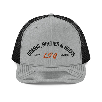 Land Shark Golf "BOMBS, BIRDIES, & BEERS" (Gray)- Trucker Hat