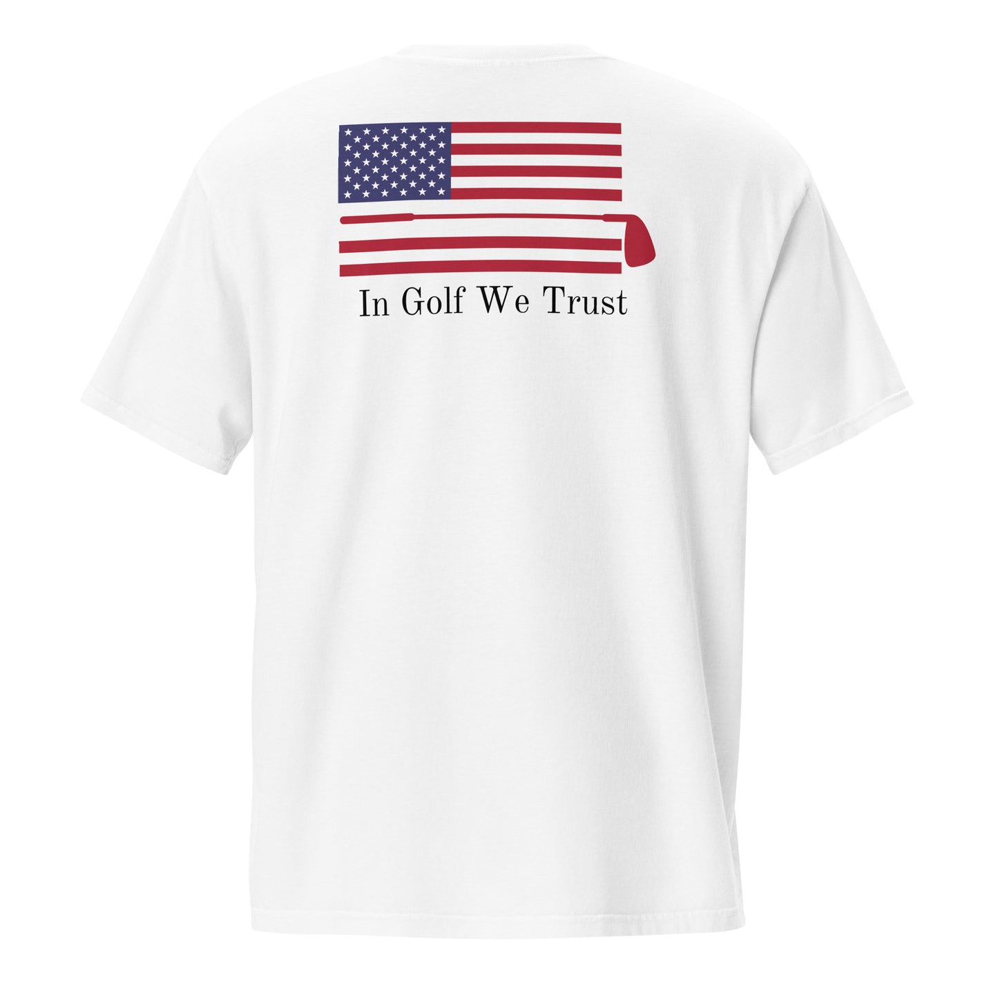 Land Shark Golf "In Golf We Trust"- Unisex Front Pocket T-shirt